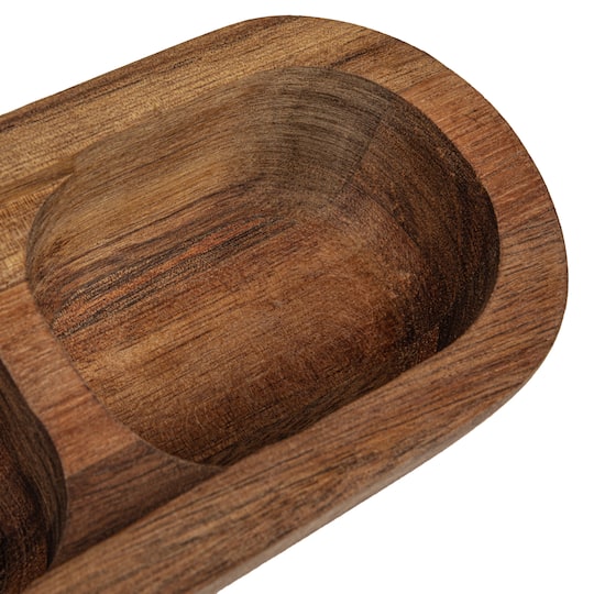 Hello Honey® 5" Acacia Wood Divided Container with Lid